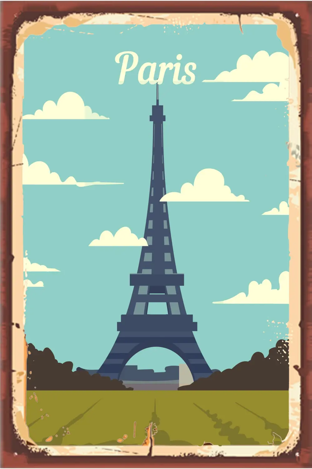 Paris Retro Ahşap Duvar Poster 20x30