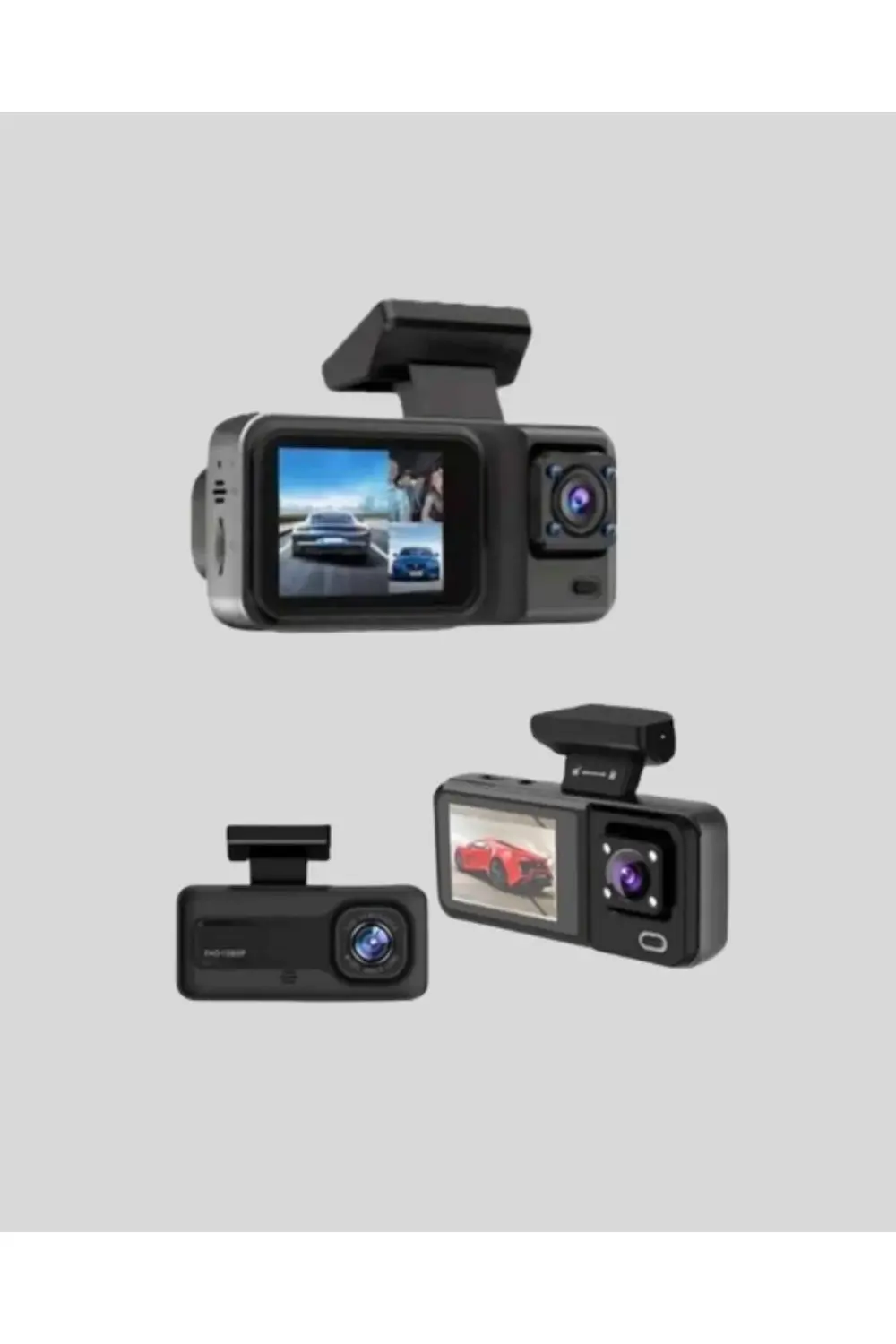 Park Modlu 3 Kameralı Araç Kayıt Cihazı 1080P Ön Kamera 2’’ Ekran