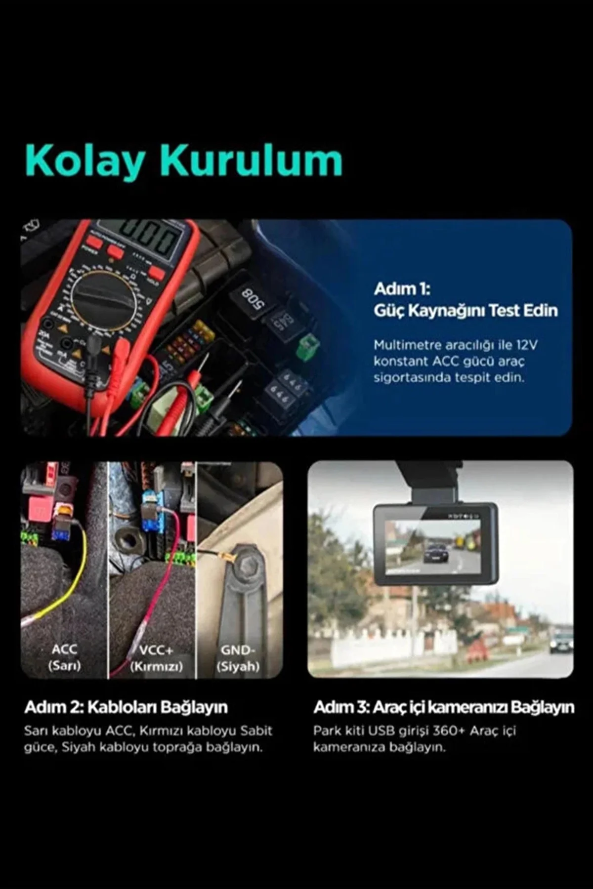 Park Modu Kablosu Type-c Akü Sigorta Bağlantı Kablosu Araç İçi Ka