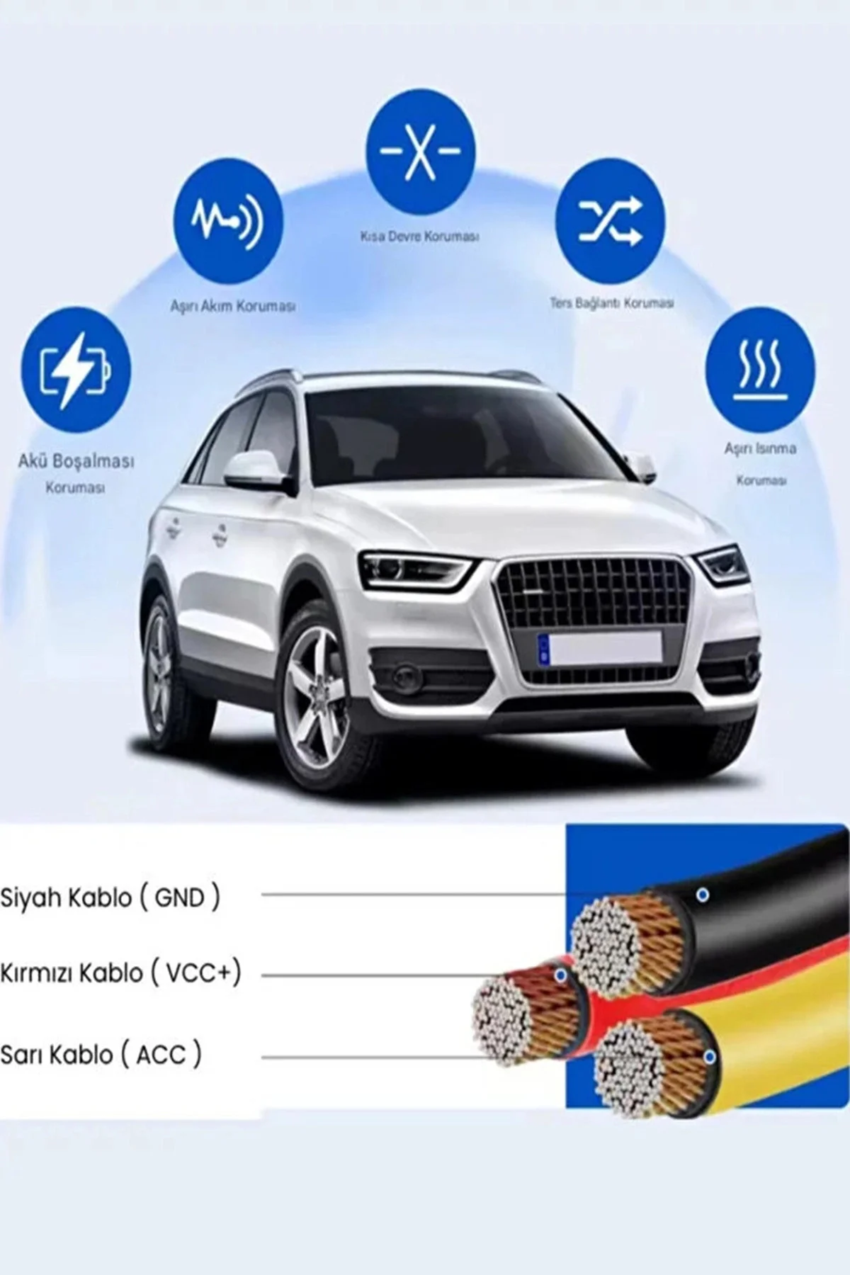 Park Modu Kablosu Type-c Akü Sigorta Bağlantı Kablosu Araç İçi Ka