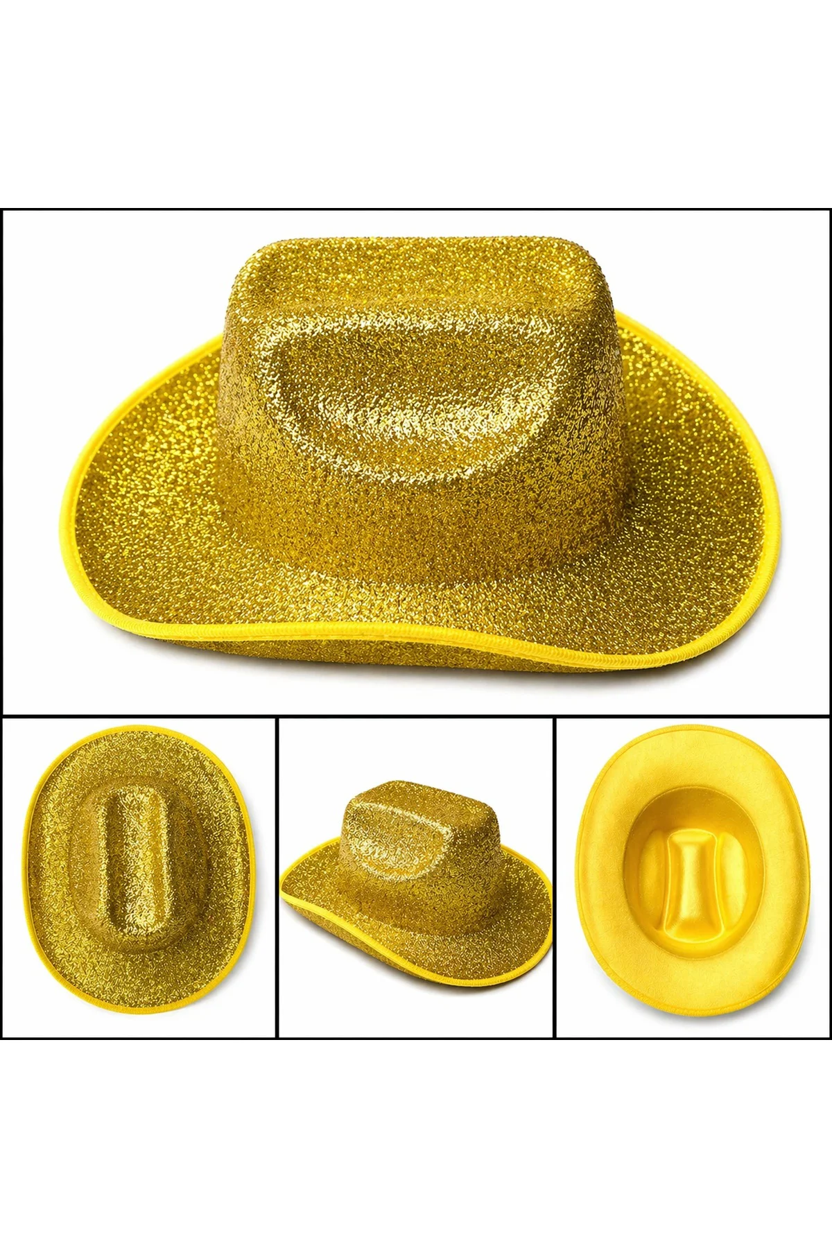 Parlak Altın Gold Kovboy Şapka Kadın Erkek Parti Disco Festival Ş Parlak Altın Gold Kovboy Şapka Kadın Erkek Parti Disco Festival Ş
