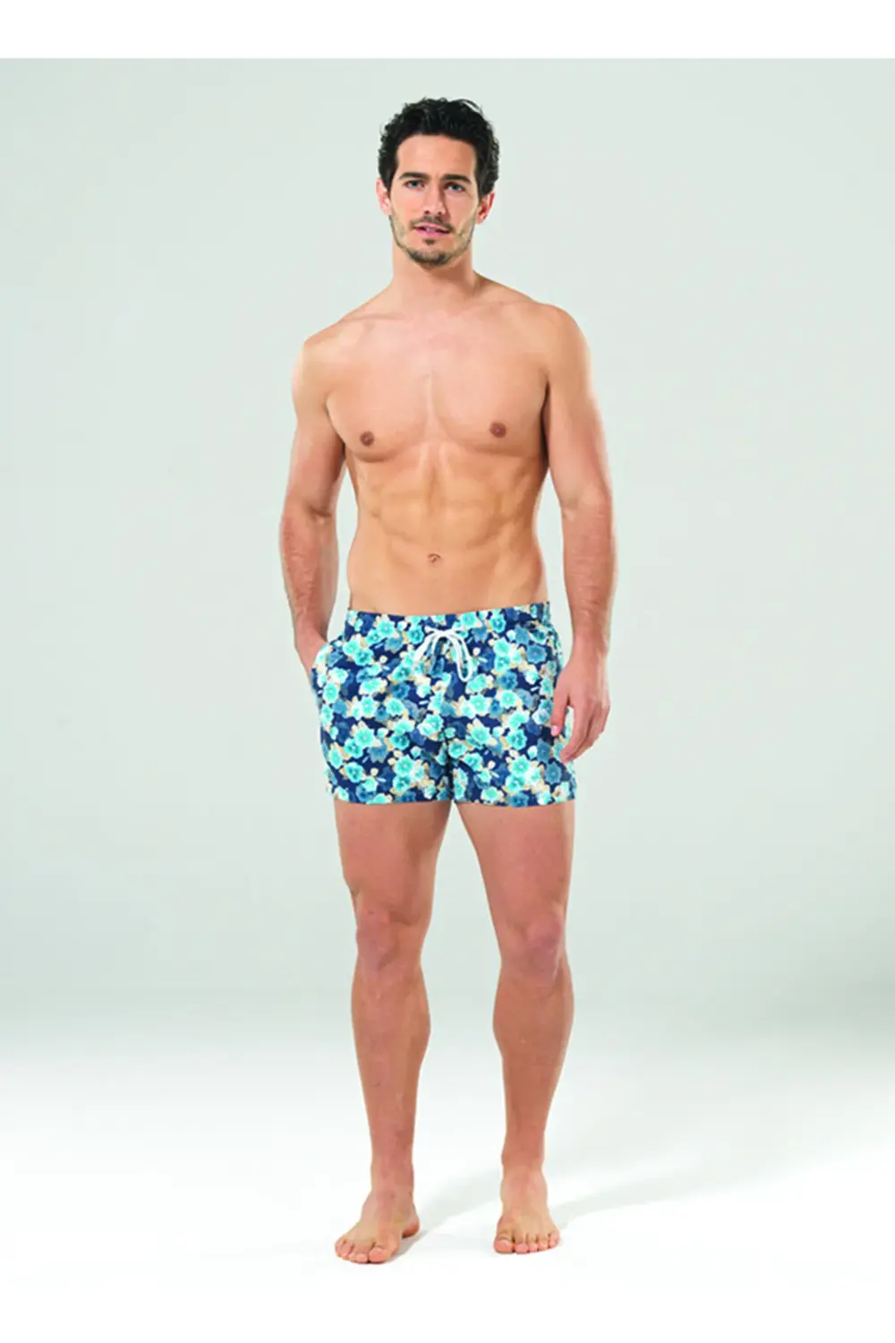 Parlak Çiçek Baskılı Çok Renkli Erkek Şort Mayo