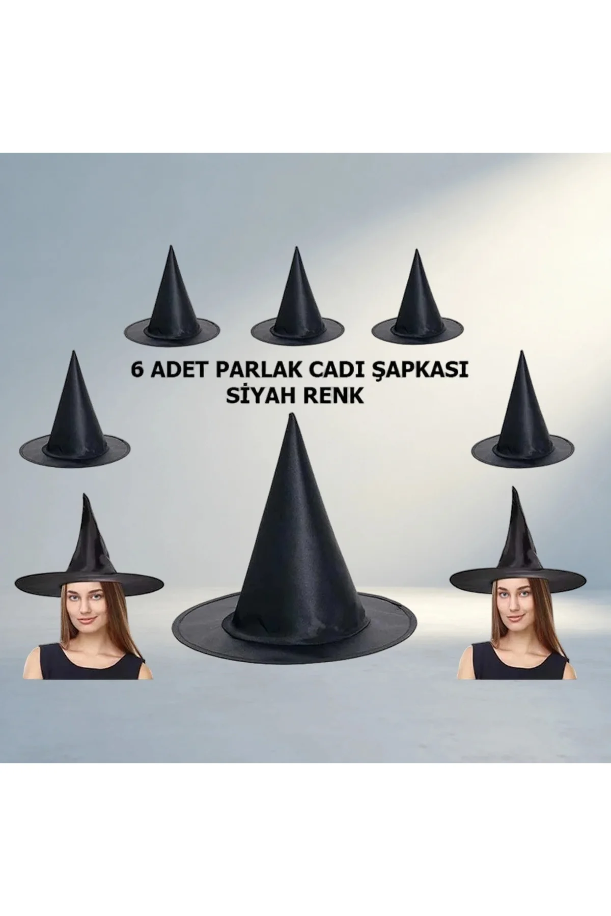 Parlak Dralon Cadı Şapkası Siyah Renk Yetişkin Ve Çocuk İçin Parlak Dralon Cadı Şapkası Siyah Renk Yetişkin Ve Çocuk İçin