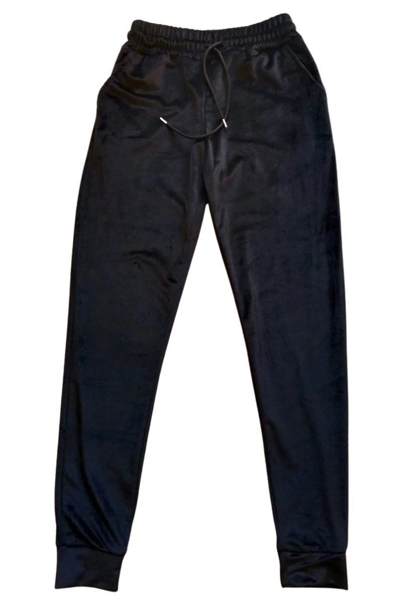 Parlak Kadife Cepli Pantolon - Eşofman Pijama Altı Unisex Lastikli Paça Siyah Fiyatı, Yorumları ve Özellikleri