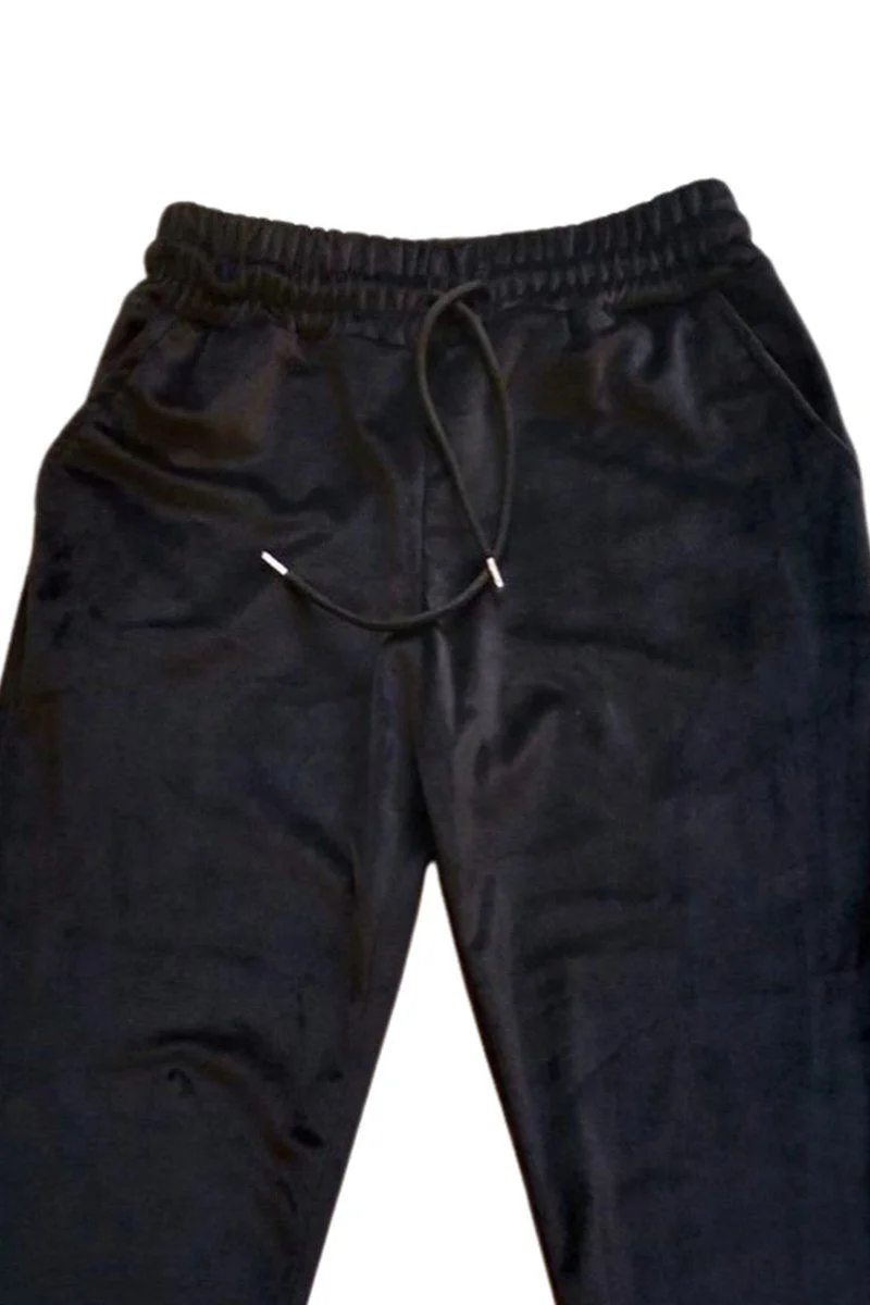 Parlak Kadife Cepli Pantolon - Eşofman Pijama Altı Unisex Lastikli Paça Siyah Fiyatı, Yorumları ve Özellikleri
