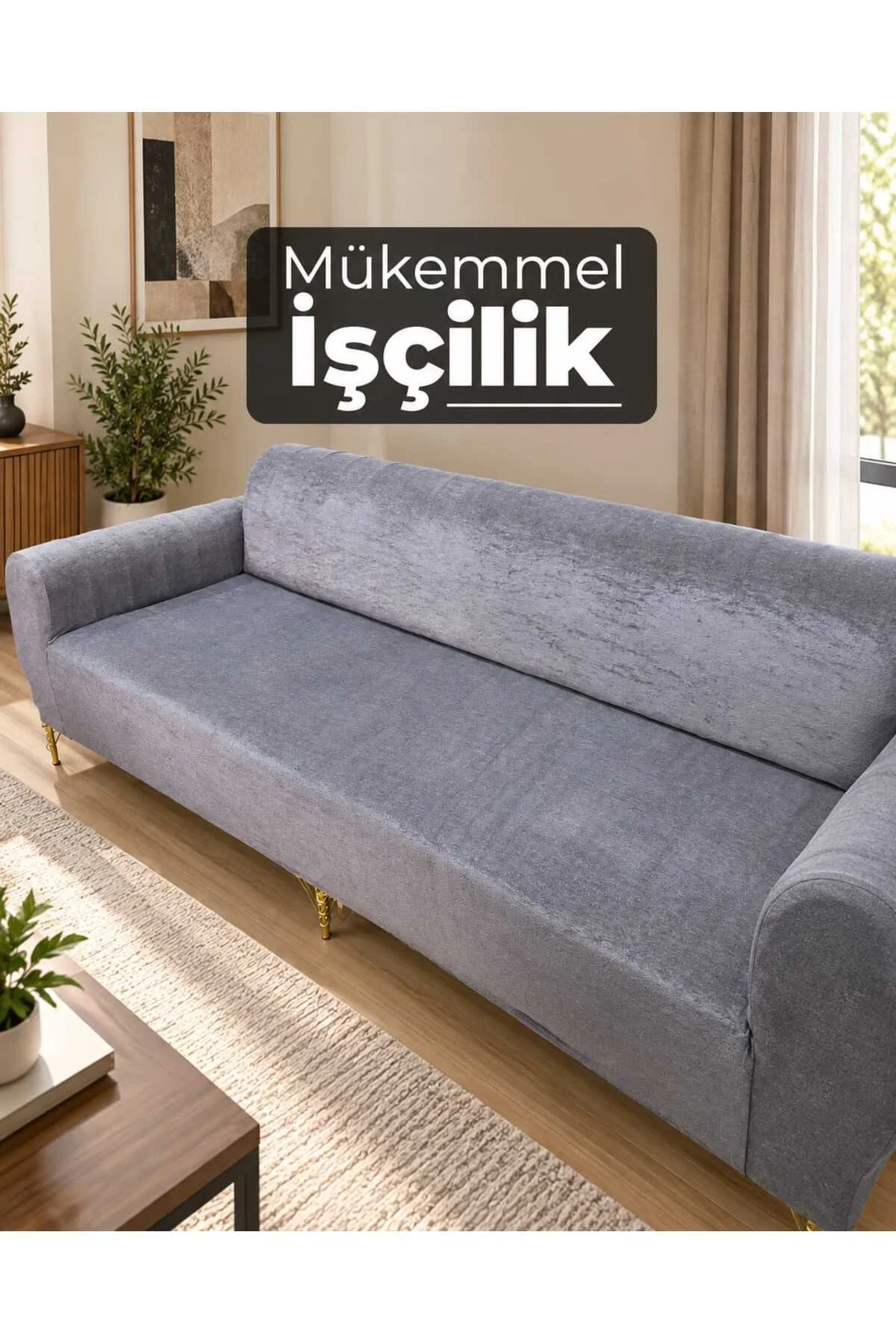 PARLAK KADİFE KOLTUK-KANEPE KILIFI 3LÜ KOMPLE GİYDİRME KALIN VE DAYANIKLIDIR - Görsel 6