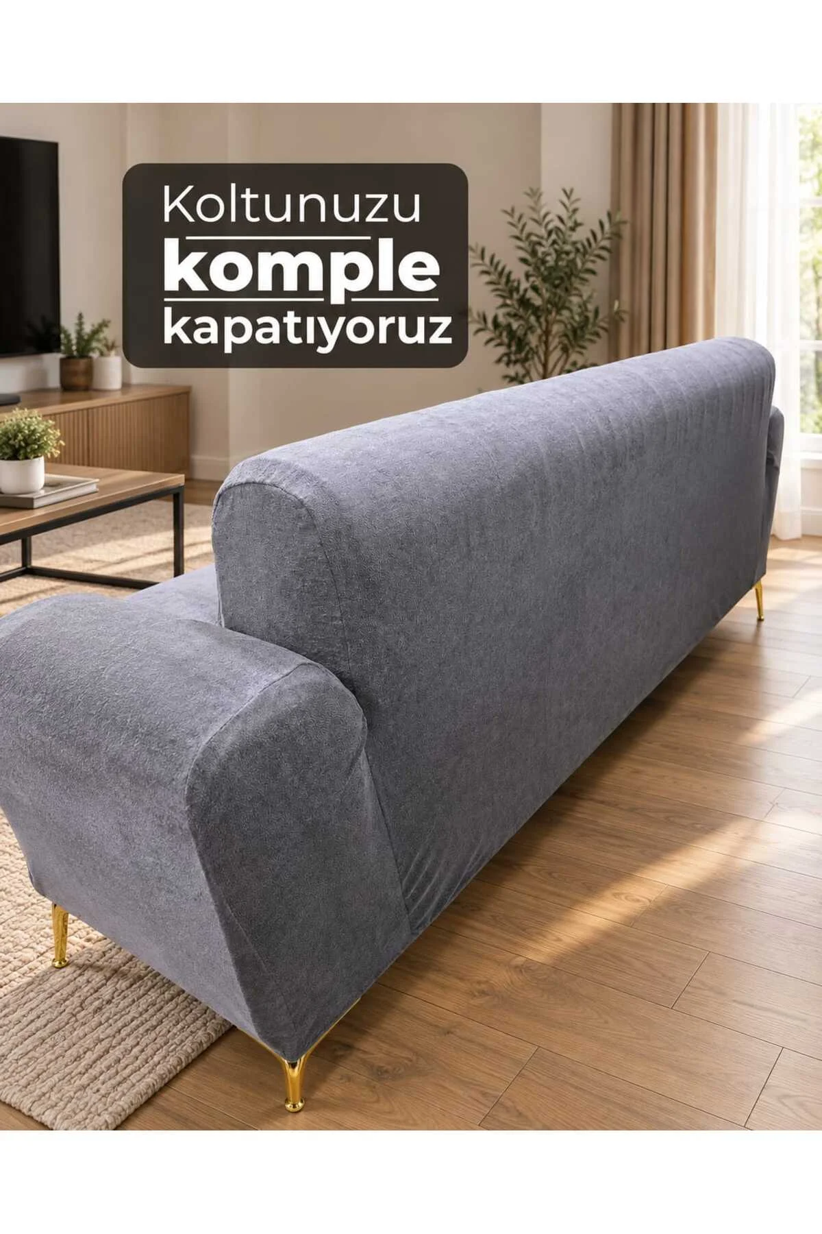 PARLAK KADİFE KOLTUK-KANEPE KILIFI 3LÜ KOMPLE GİYDİRME KALIN VE DAYANIKLIDIR - Görsel 3
