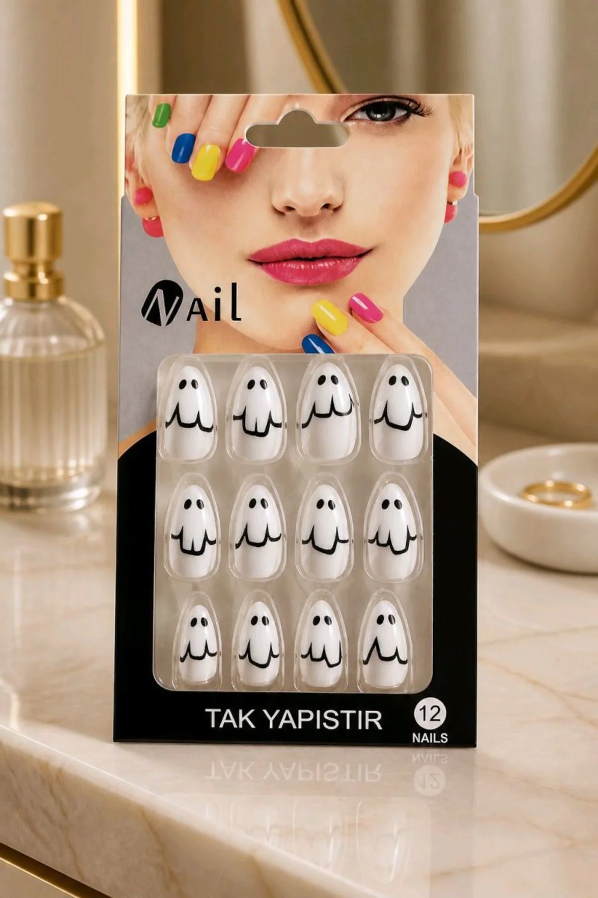 Parlak Lüks Figürlü Takma Tırnak (Tırnak Yapıştıcı Hediye)
