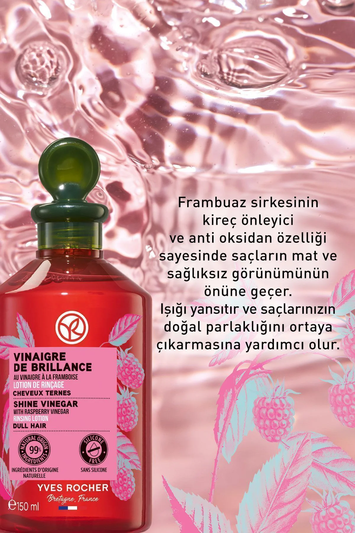 Parlatıcı (Brillance) Frambuaz Saç Sirkesi/Toniği - Vegan-150 ml