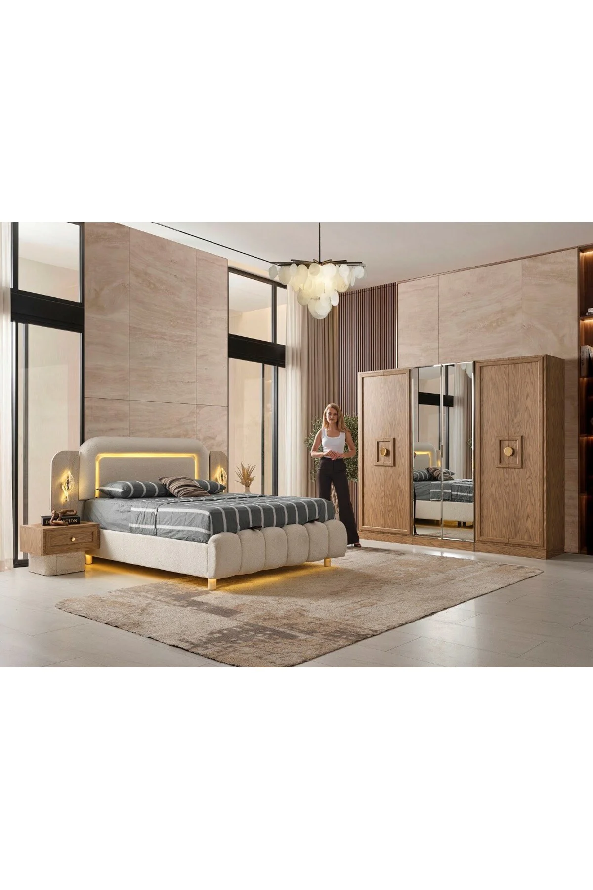 PARMA MDF YATAK ODASI (MODÜLER DOLAPLI 2+2+2)