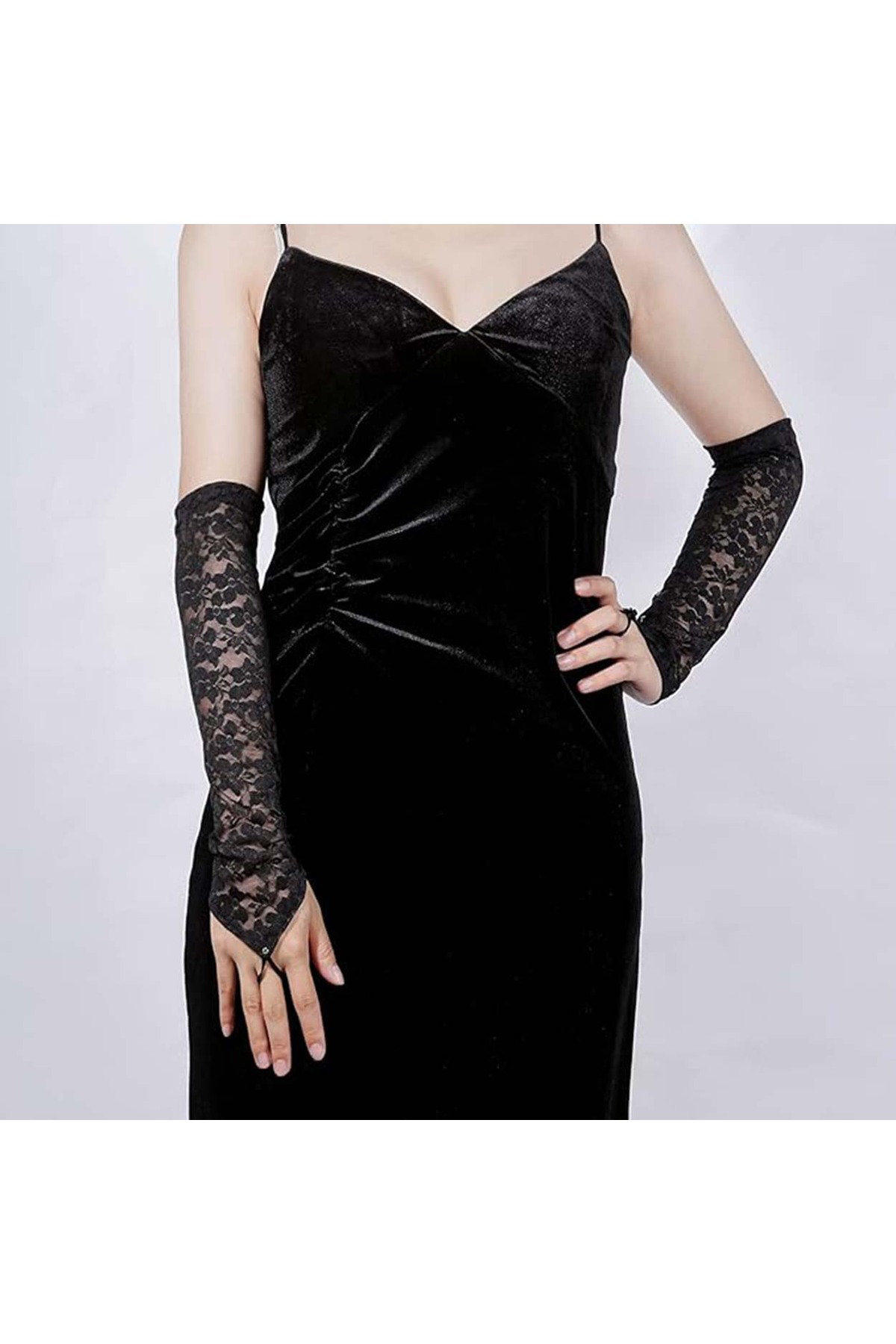 Ok Aksesuar Parmak Askılı Zarif Gece Şıklığı Dantel Eldiven 40 Cm (5060)