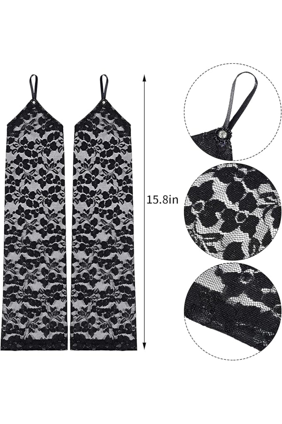 Ok Aksesuar Parmak Askılı Zarif Gece Şıklığı Dantel Eldiven 40 Cm (5060)