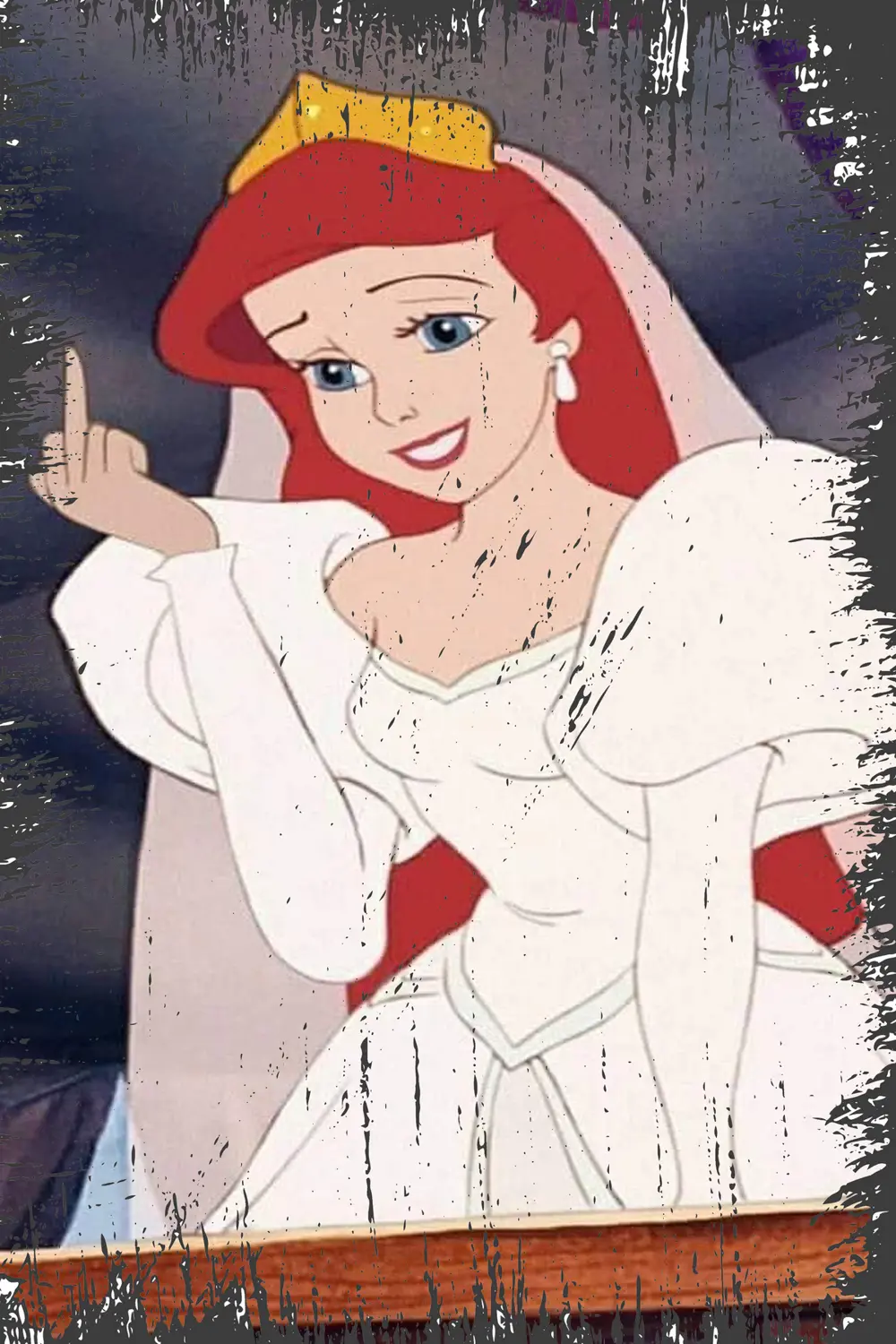 Parmak Gösteren Prenses Tasarımlı Ahşap Poster