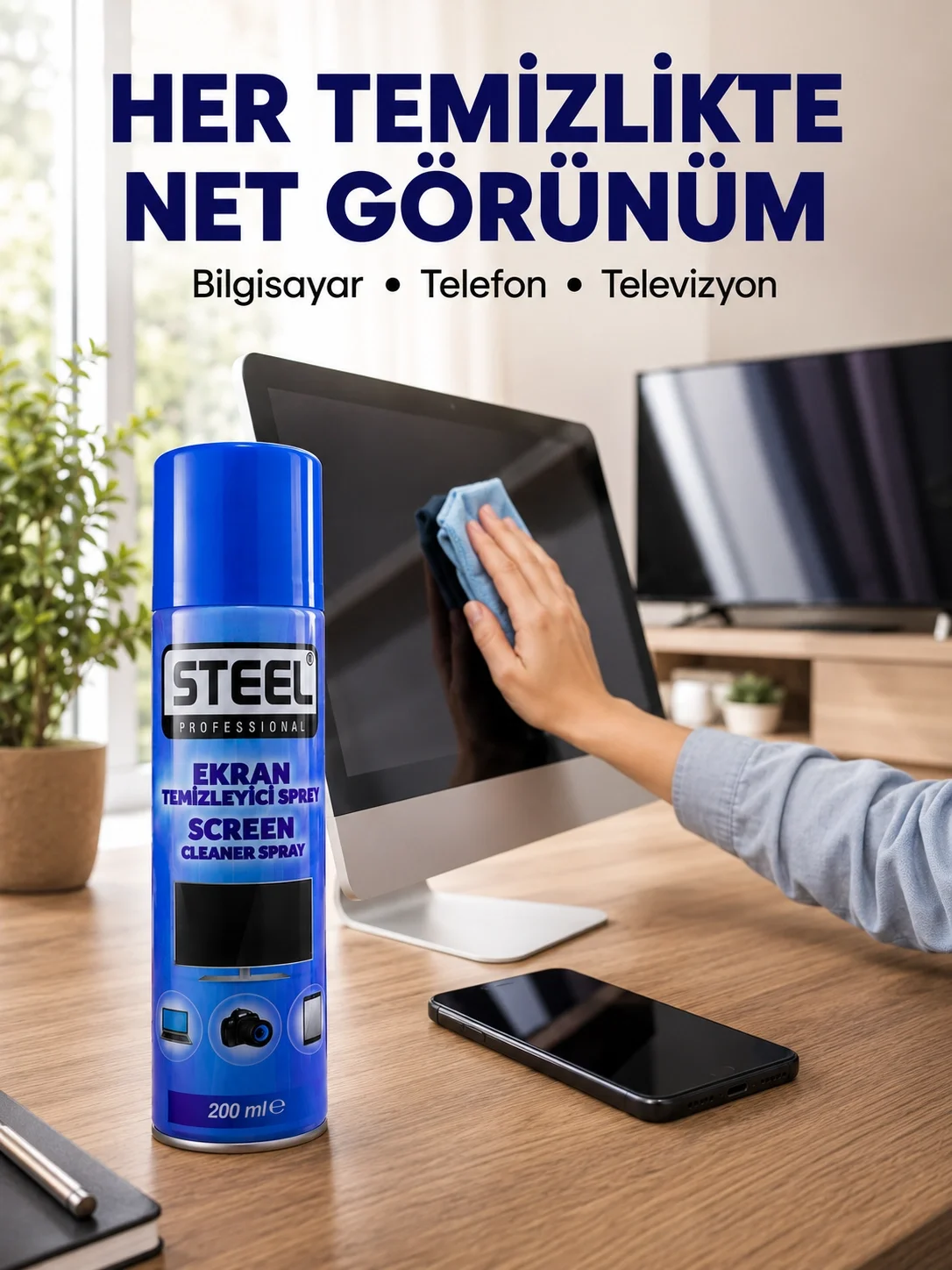Parmak İzi ve Tozu Kolayca Temizleyen Ekran Temizleyici Parmak İzi ve Tozu Kolayca Temizleyen Ekran Temizleyici