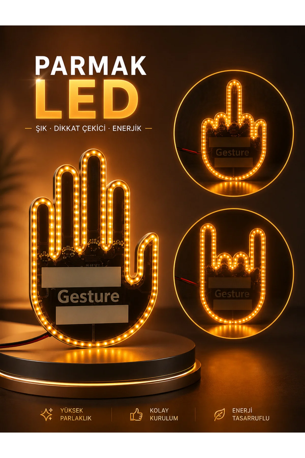 PARMAK LED AMBER RENKLİ IŞIK