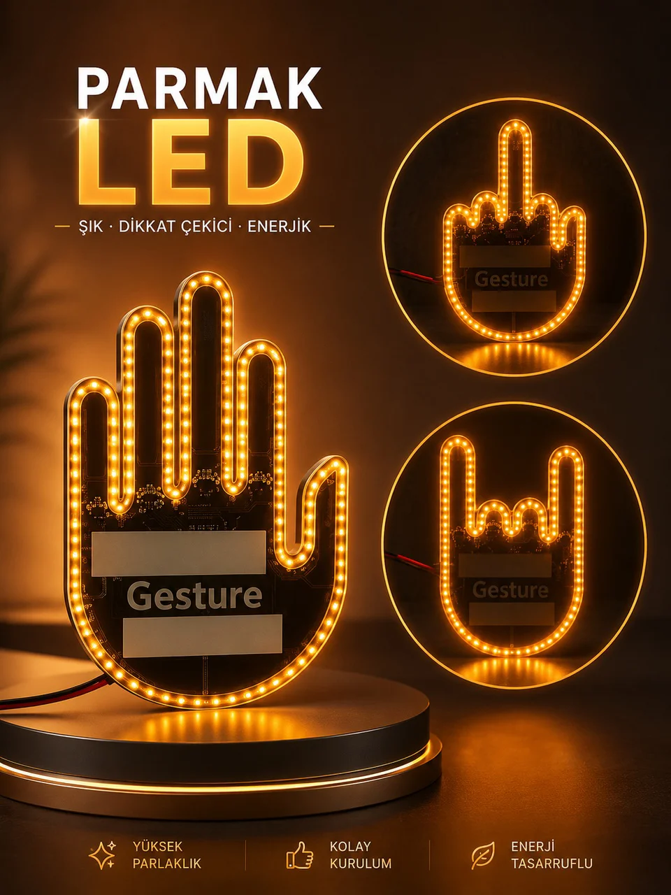 Parmak Led Amber Renkli Işık - Lisinya Diğer