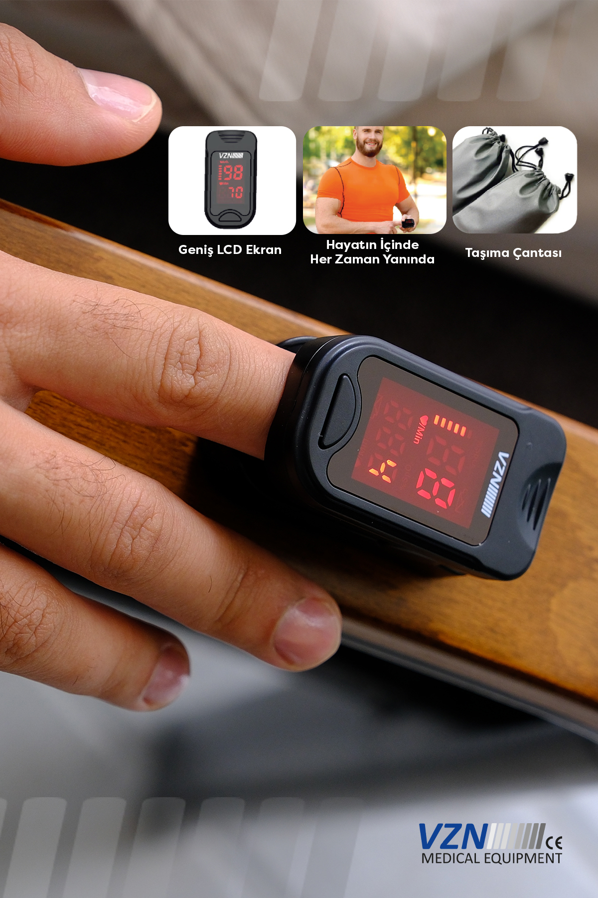 Mediterian Parmak Premium Seri Pulse Saturasyon Kandaki Oksijen Orani Ve Nab