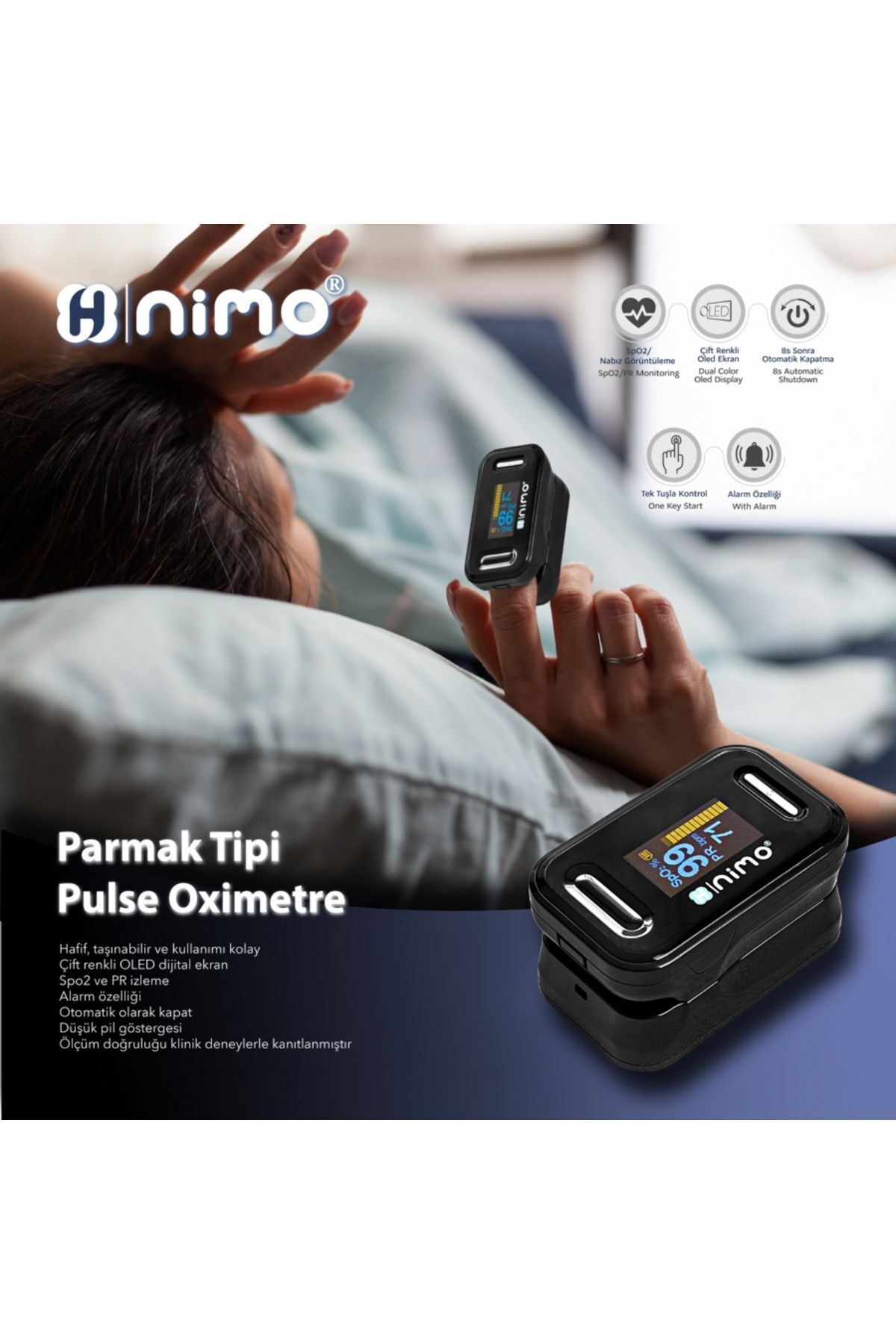 Parmak Tipi Pulse Oksimetre Hnk-pls-01 Oximetre Nabız Ölçer