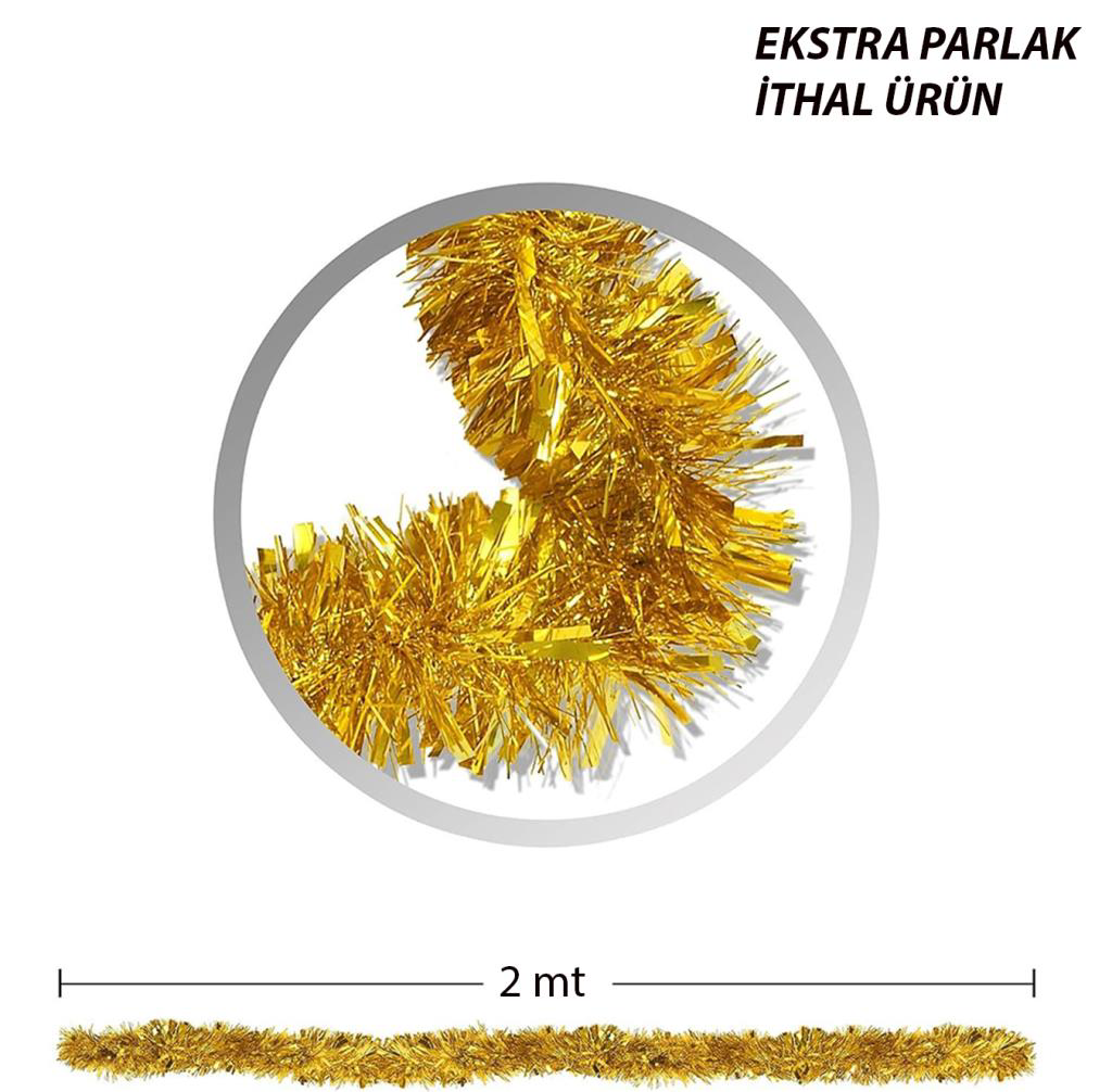 Parti İçin Sim Süs 2 Metre Uzunluk 6 cm Genişlik Altın Renk İthal Parti İçin Sim Süs 2 Metre Uzunluk 6 cm Genişlik Altın Renk İthal