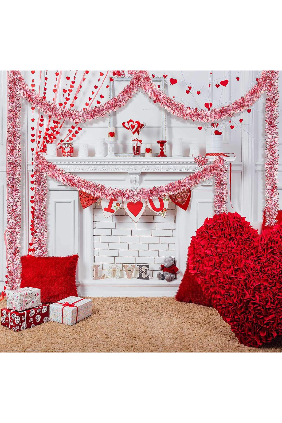 Güllü E Store Parti İçin Sim Süs 2 Metre Uzunluk 8 Cm Genişlik Pembe Renk İthal