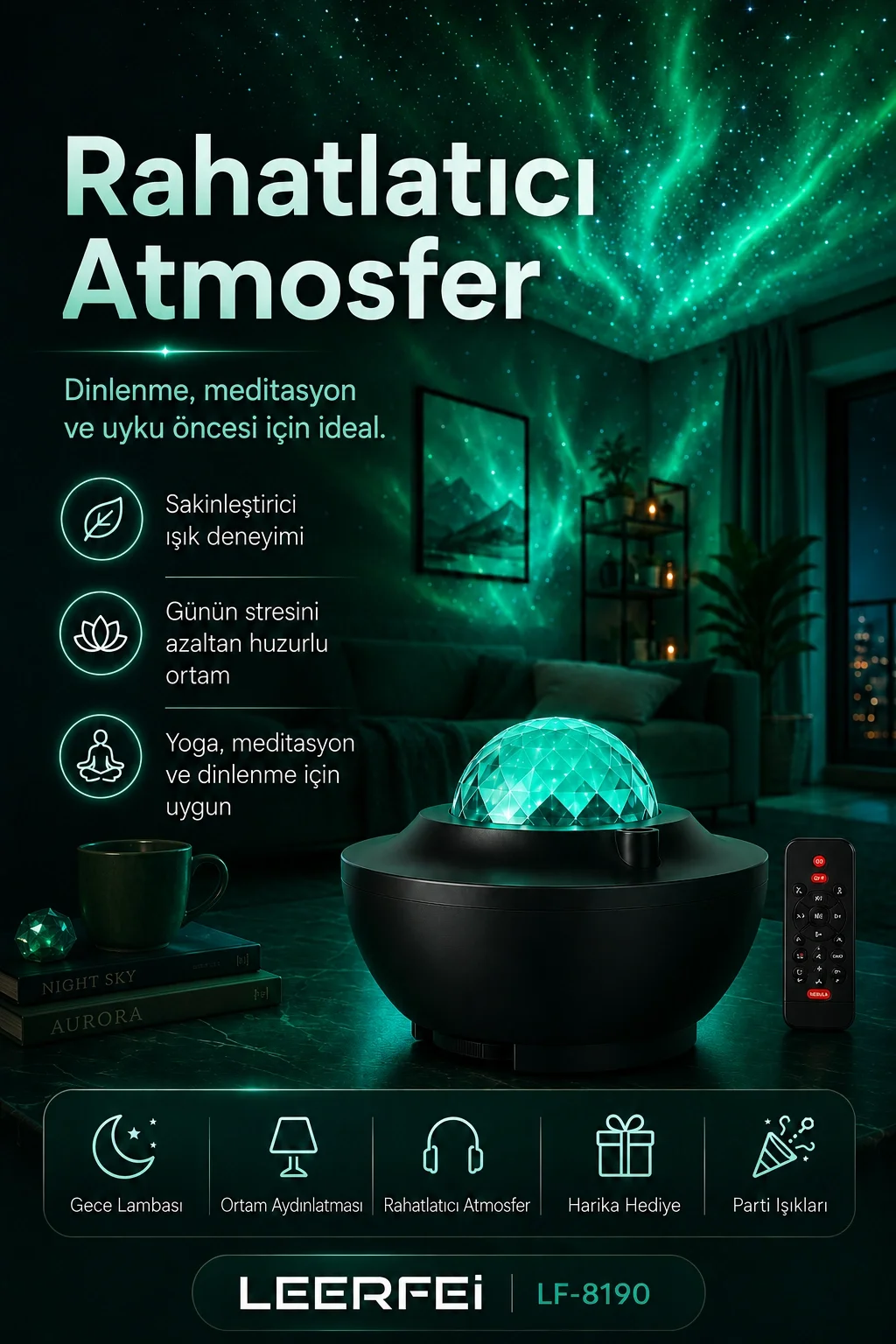Parti Işığı Özellikli Galaksi Projeksiyon Lambası Kumandalı Gece Aydınlatması Fiyatı, Yorumları ve Özellikleri