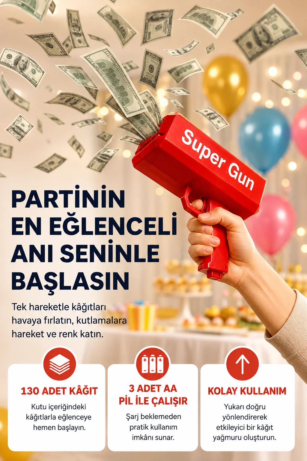 Partiler ve Sosyal Medya İçerikleri İçin Etkili Kâğıt Atma Oyuncağı Partiler ve Sosyal Medya İçerikleri İçin Etkili Kâğıt Atma Oyuncağı