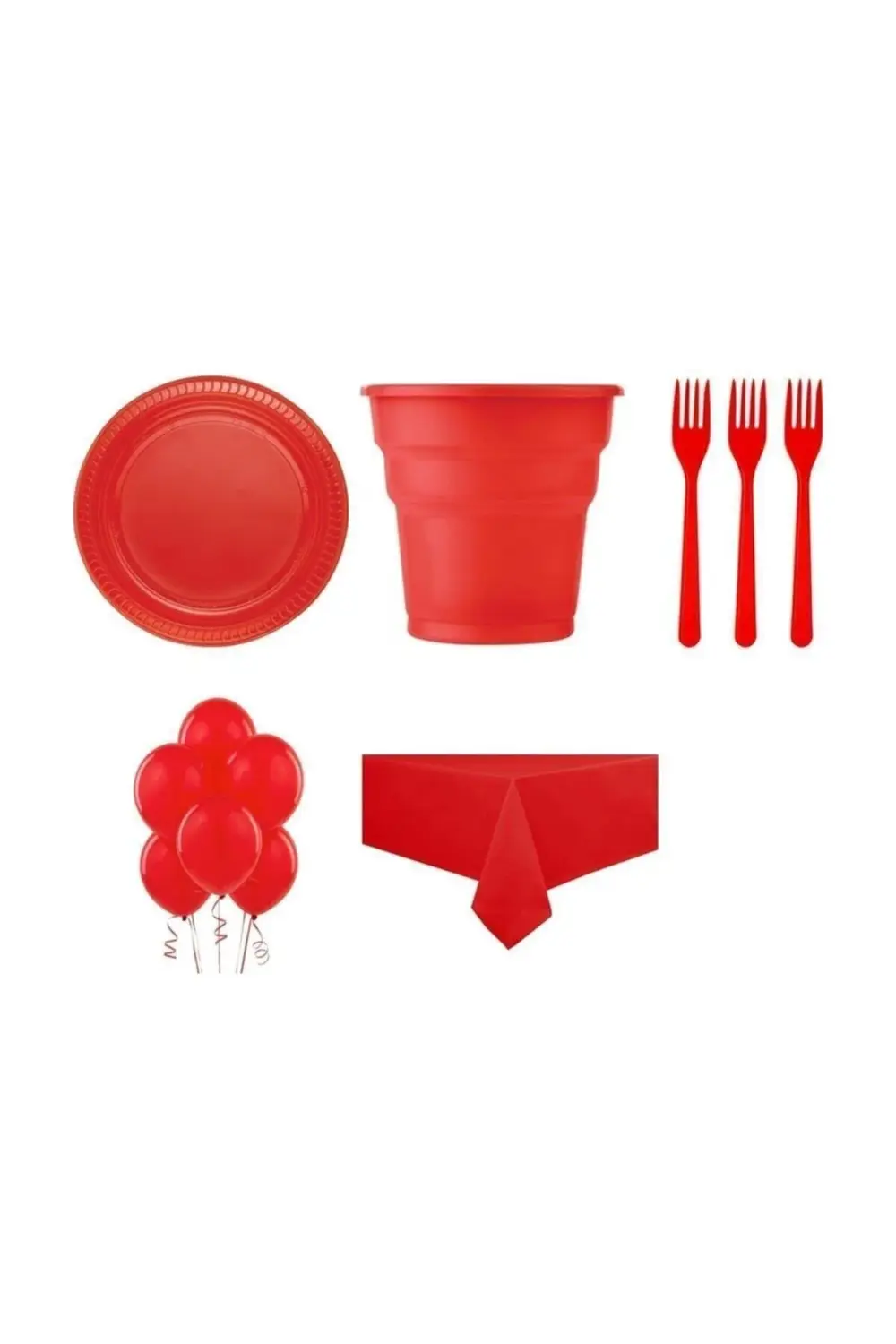 Partiyeri Doğum Günü Ekonomik Parti Seti 25 Kişilik Kırmızı