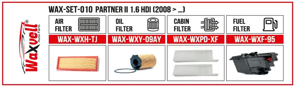 PARTNER II 1.6 HDI FİLTRE BAKIM SETİ (2008 > …) PARTNER II 1.6 HDI FİLTRE BAKIM SETİ (2008 > …)