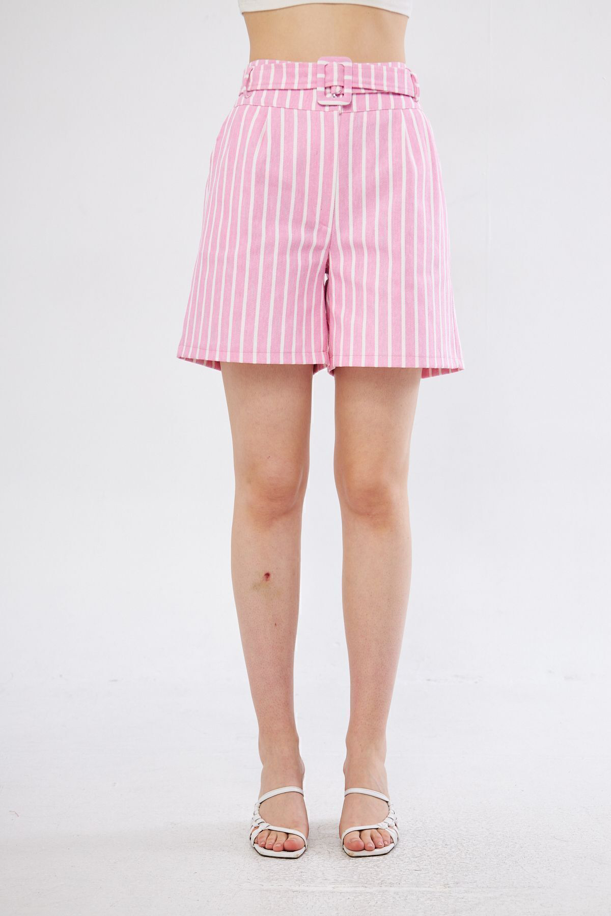 Yıldızistan Pasaklı Giyim Kadın Gabardin Kumaş Cepli Kemerli Tokalı Çizgili P