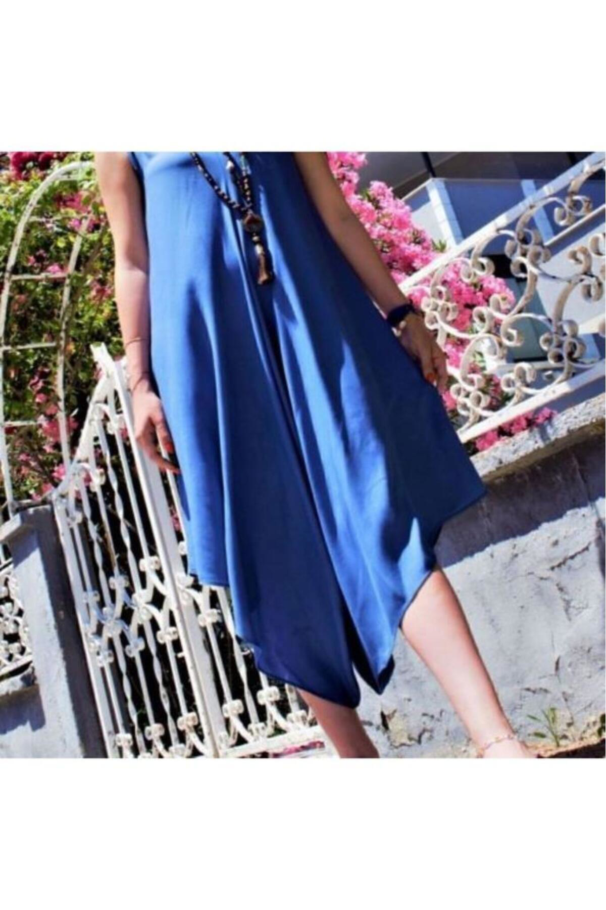 Yıldızistan Pasaklı Giyim Kadın Viskon Askılı Cepli Salaş Asimetrik Pantolon