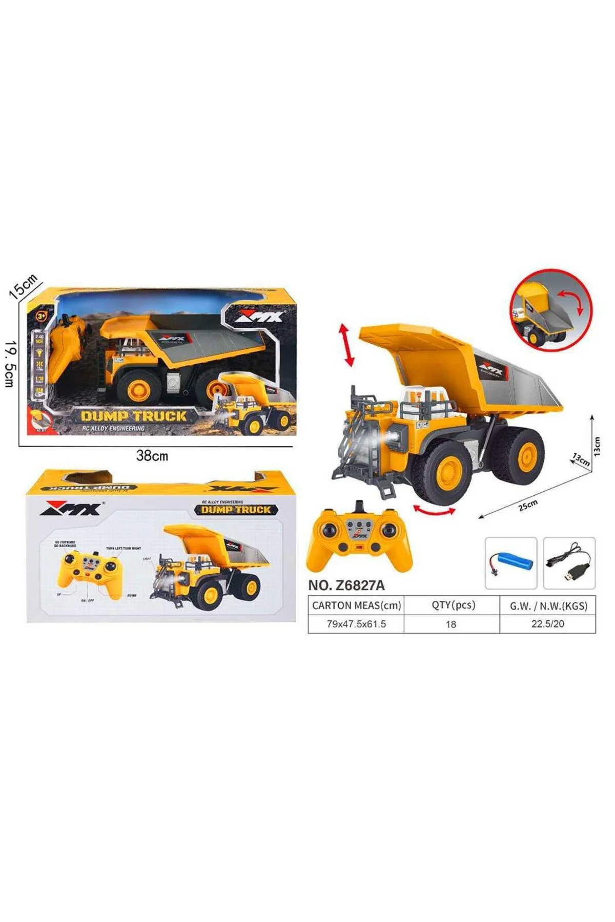 PASİFİK KUMANDALI KAMYON Z6827A 9CH F/F R/C 2.4G USB IŞIKLI ŞARJL