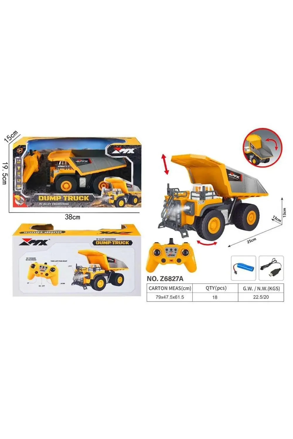 PASİFİK KUMANDALI KAMYON Z6827A 9CH F/F R/C 2.4G USB IŞIKLI ŞARJL