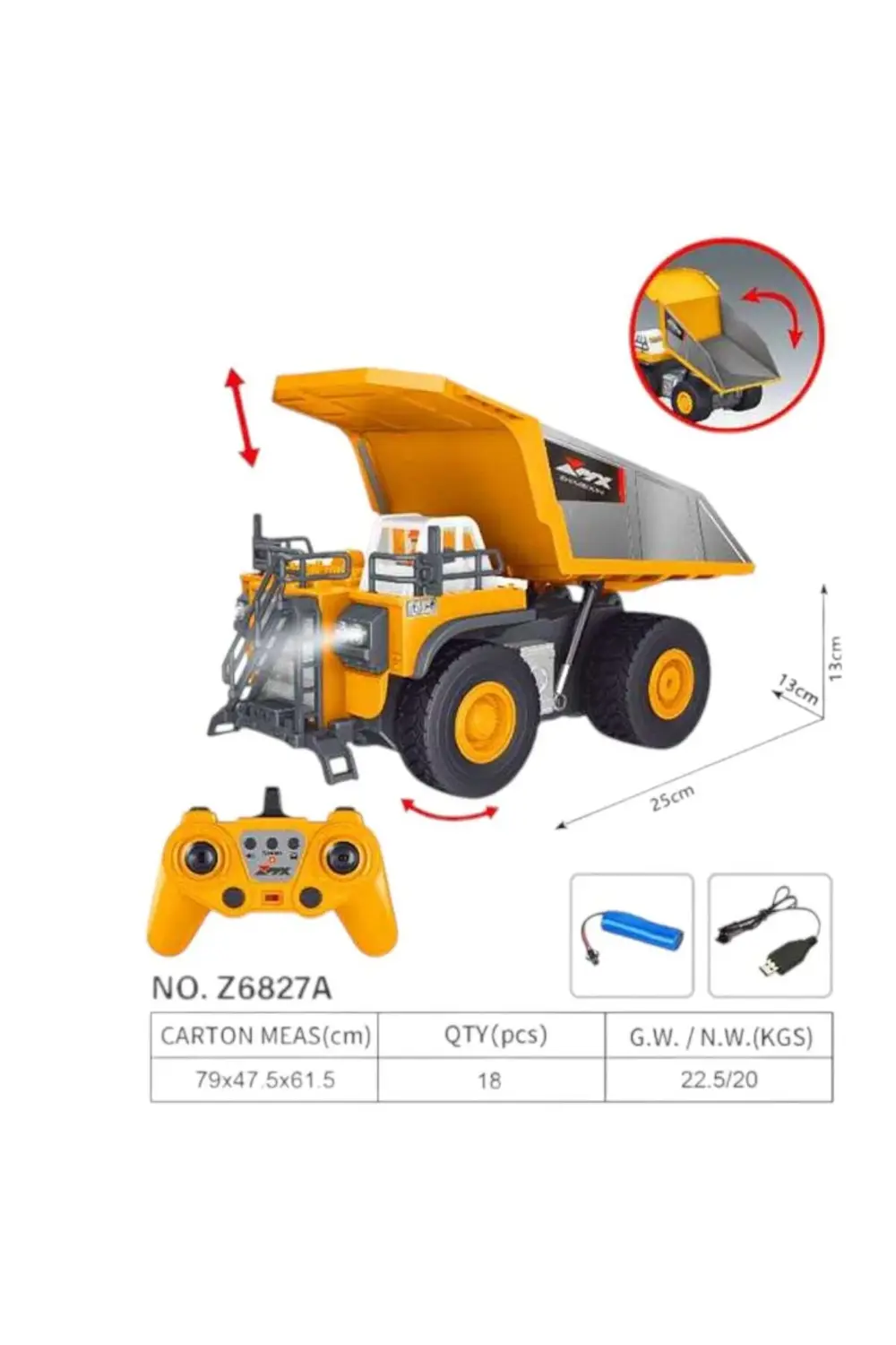 PASİFİK KUMANDALI KAMYON Z6827A 9CH F/F R/C 2.4G USB IŞIKLI ŞARJL