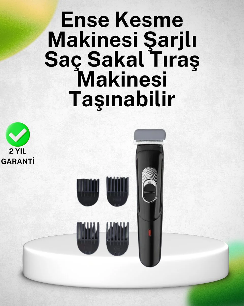 Paslanmaz Bıçaklı Şarjlı ve Sessiz Saç Sakal Kesme Makinesi – Ev Kullanımı İçin İdeal