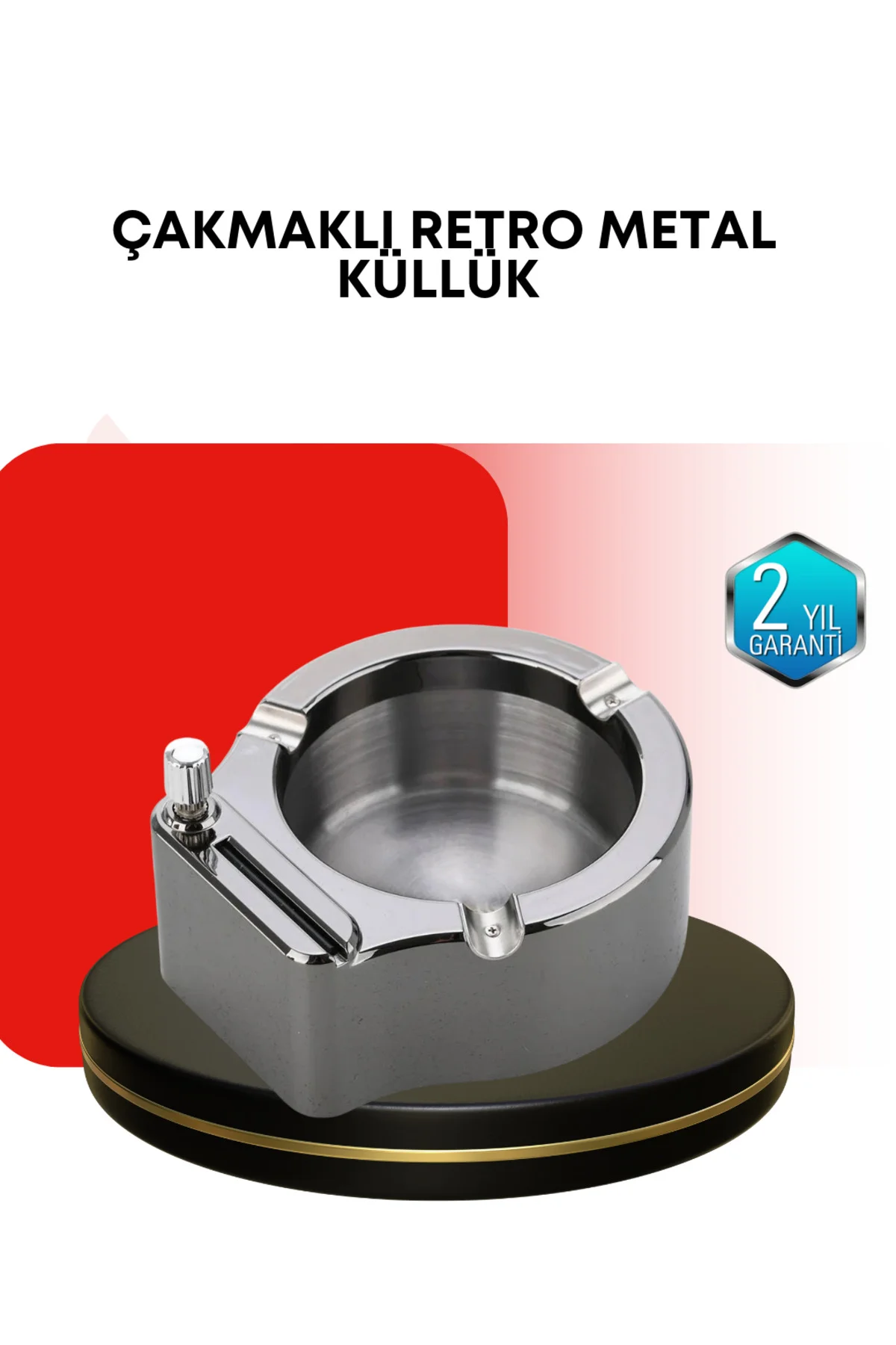 Paslanmaz Çakmaklı Küllük Modern Masa Üstü Aksesuar