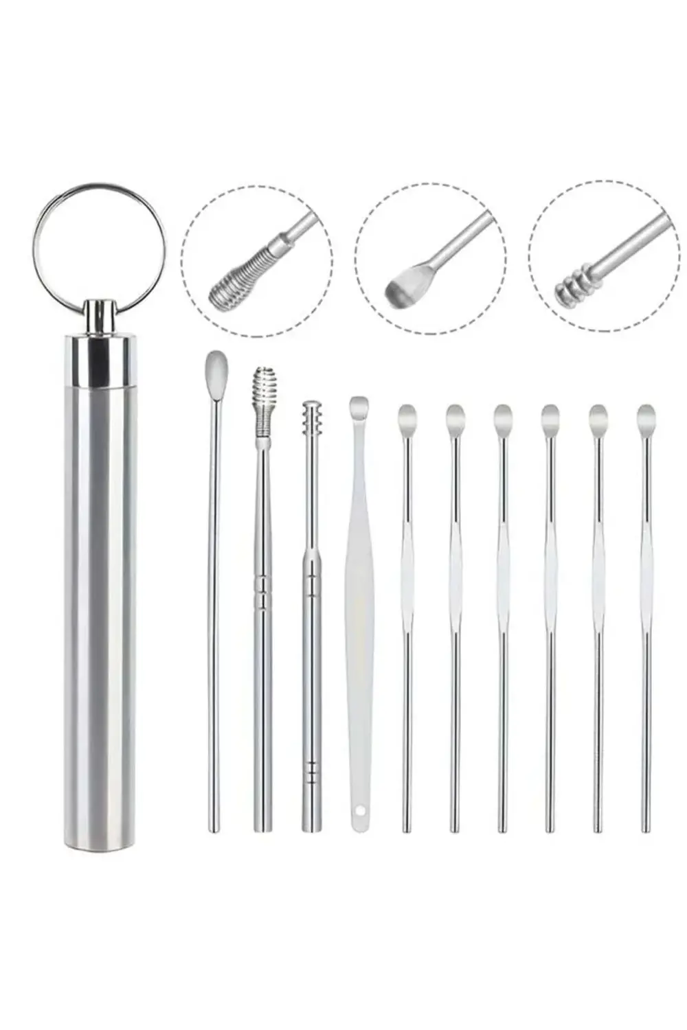 Paslanmaz Çelik 10'lu Kulak Temizleme Seti (5051)