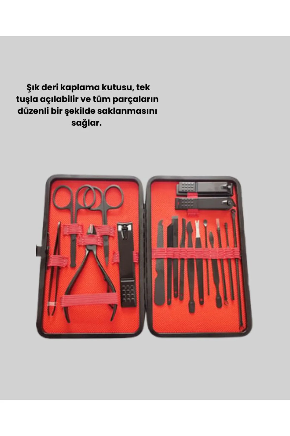 Paslanmaz Çelik 17 Parça Manikür Pedikür Seti Ve Taşınabilir Şık Çanta
