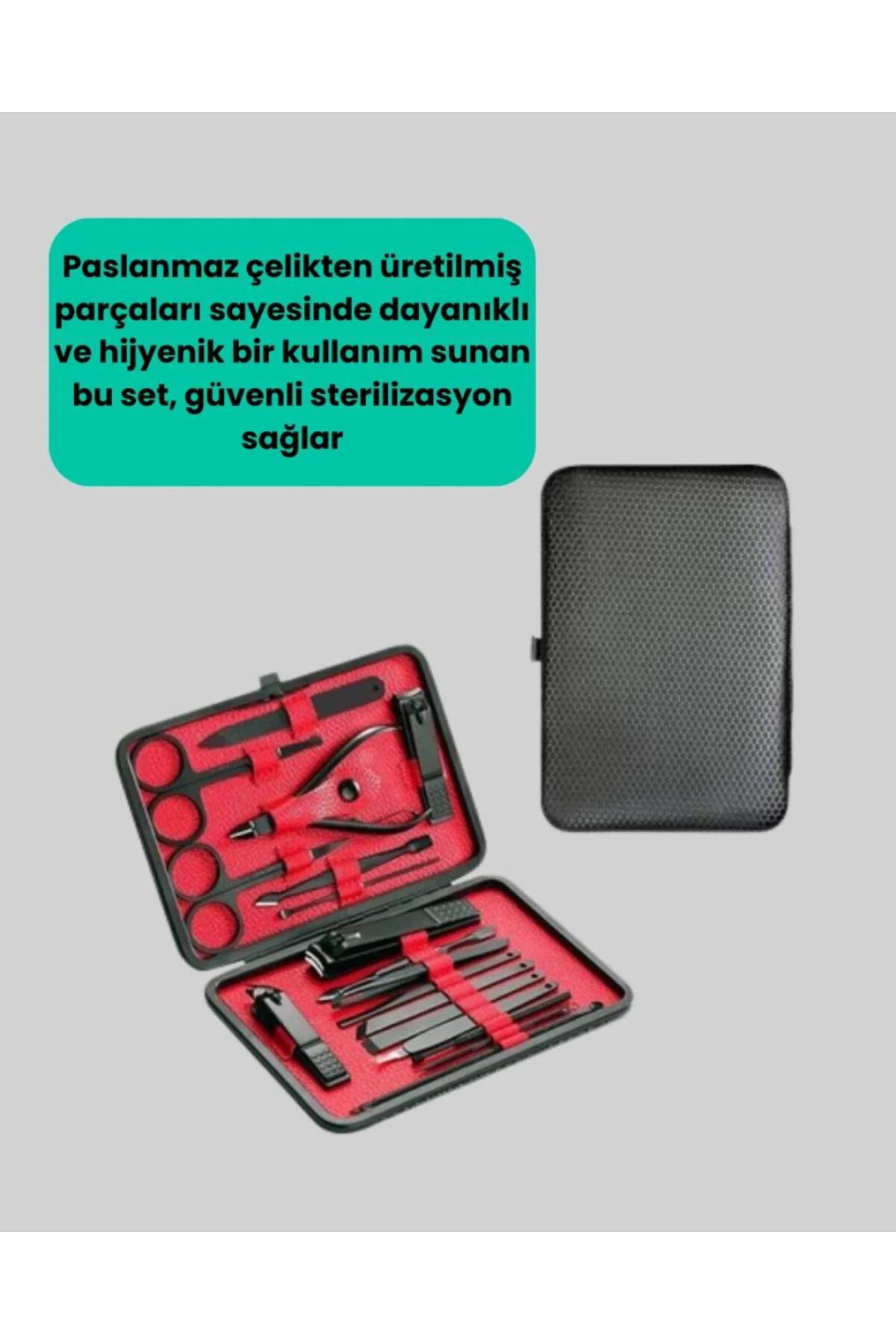 Paslanmaz Çelik 17 Parça Manikür Pedikür Seti Ve Taşınabilir Şık Çanta