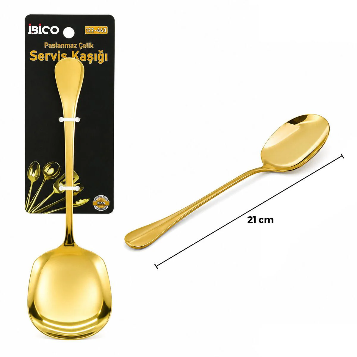 Paslanmaz Çelik 21 cm Metal Servis Kaşığı Gold Kaplama Paslanmaz Çelik 21 cm Metal Servis Kaşığı Gold Kaplama