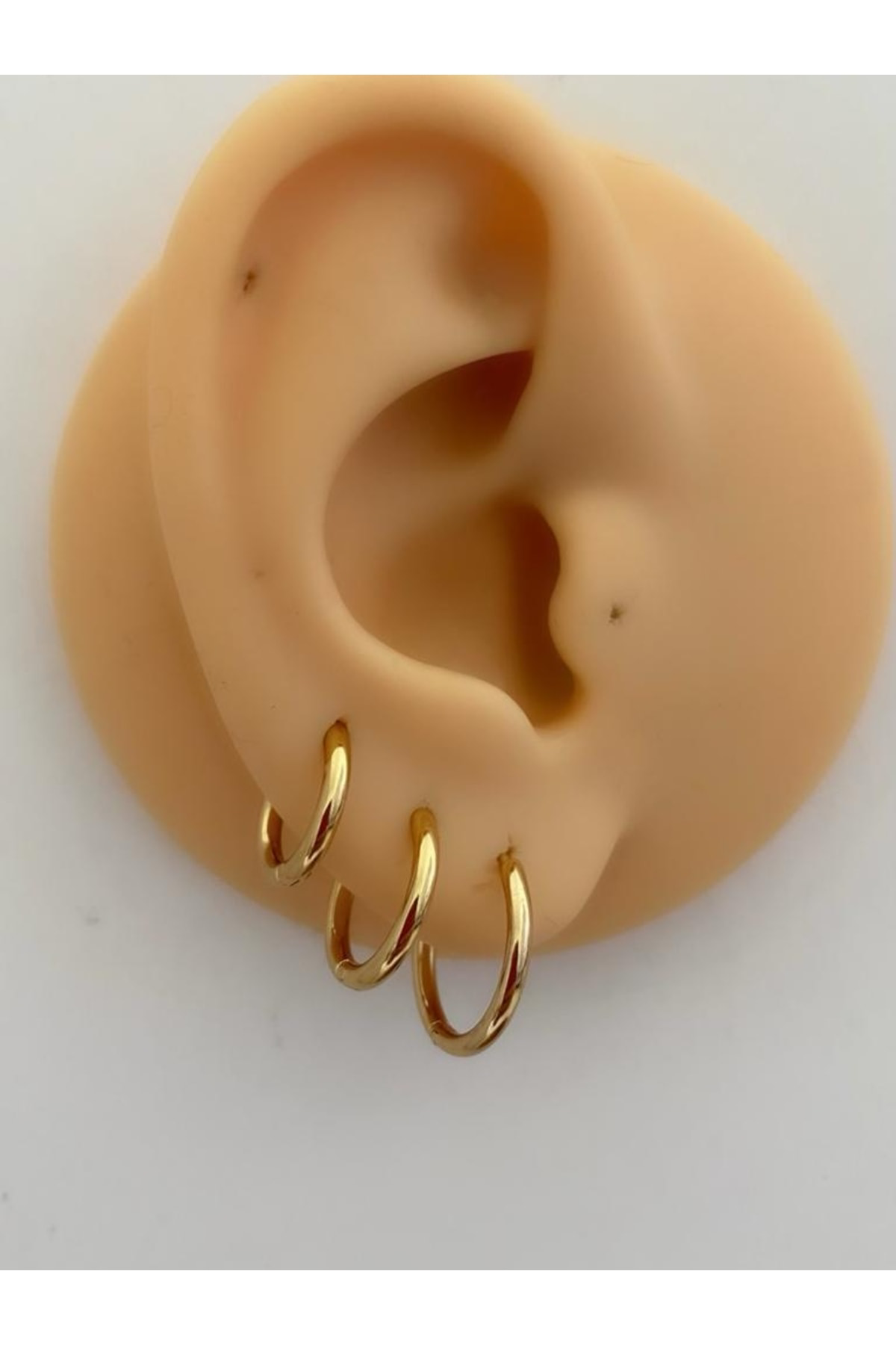 Arescollection Paslanmaz Çelik 3 Boy 3 Adet İnce Halka Küpe Seti