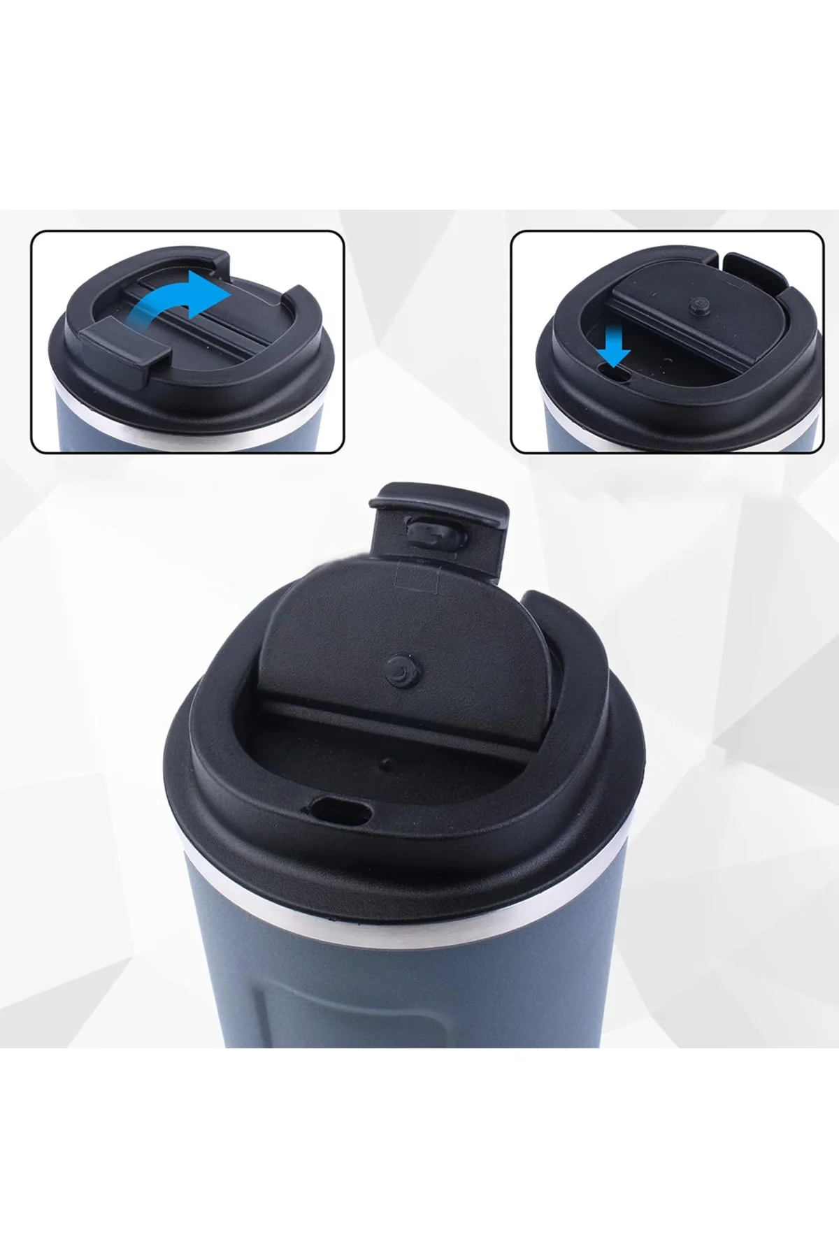 PASLANMAZ ÇELİK 380 ML VAKUMLU KAPAKLI TERMOS KUPA (4525)