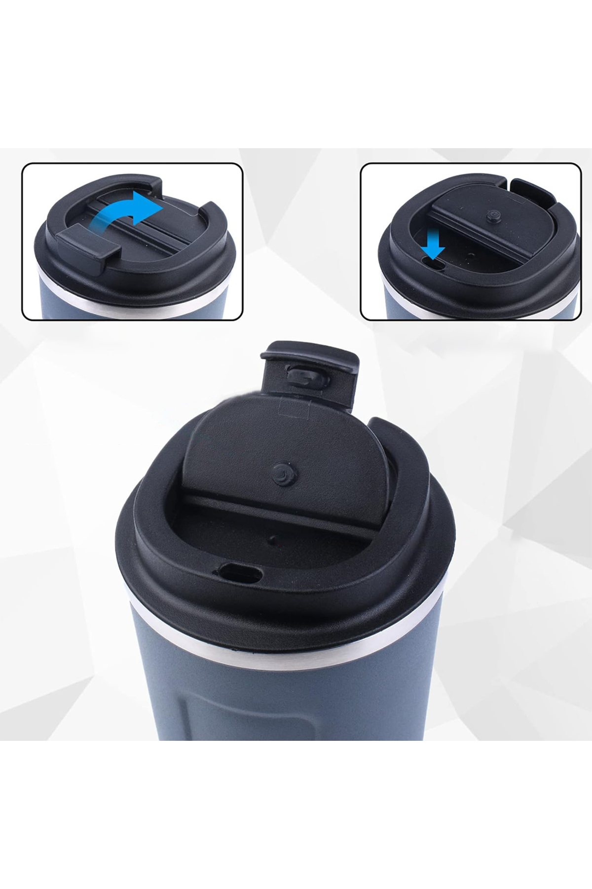 PASLANMAZ ÇELİK 380 ML VAKUMLU KAPAKLI TERMOS KUPA (4525)