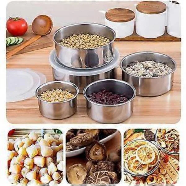 Paslanmaz Çelik 5 Parça Yemek Saklama Kabı Seti - Hava Geçirmez K Paslanmaz Çelik 5 Parça Yemek Saklama Kabı Seti - Hava Geçirmez K