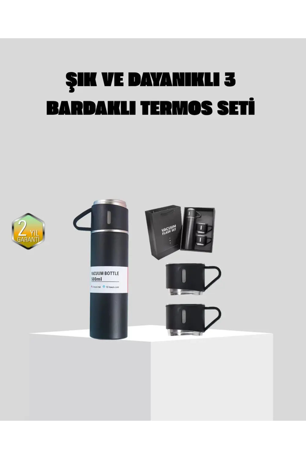 Paslanmaz Çelik 500 ml Termos Seti – 8 Saat Isı Koruma, Vakumlu,