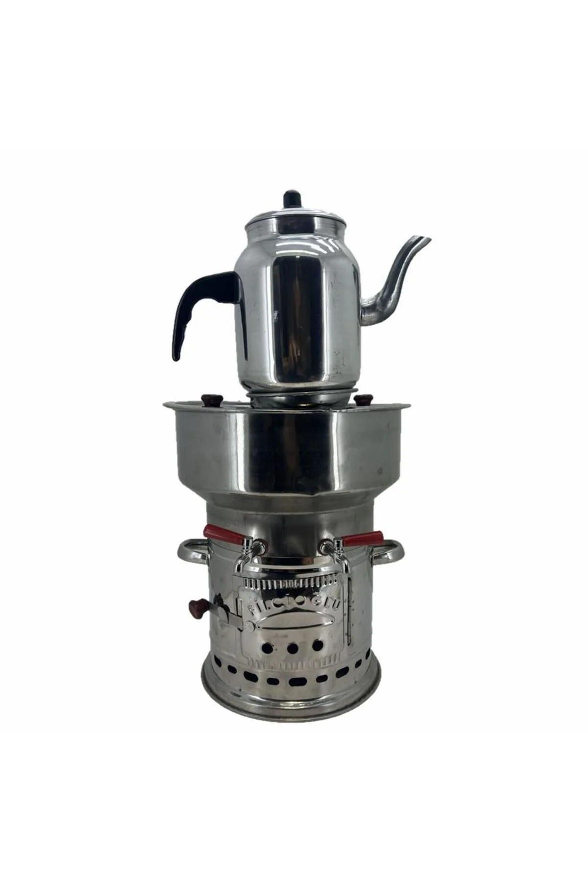 Paslanmaz Çelik 7 litre Çift Hazneli Demlikli Semaver