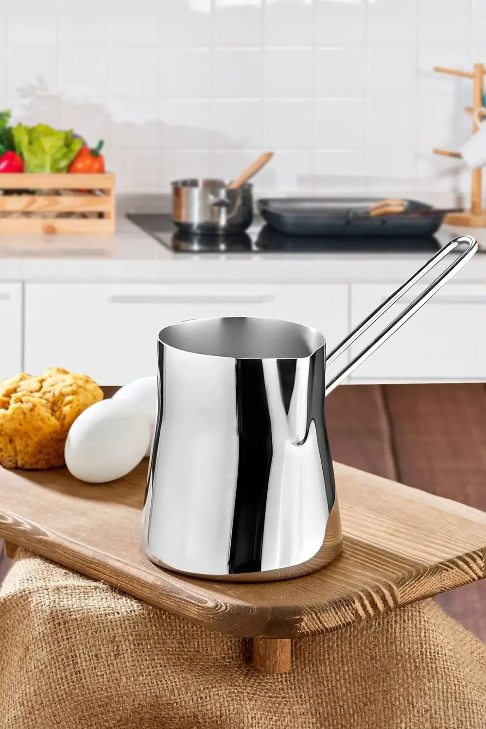 Paslanmaz Çelik 750 ml Büyük Boy Cezve ( 9 Fincan Ölçüsünde )