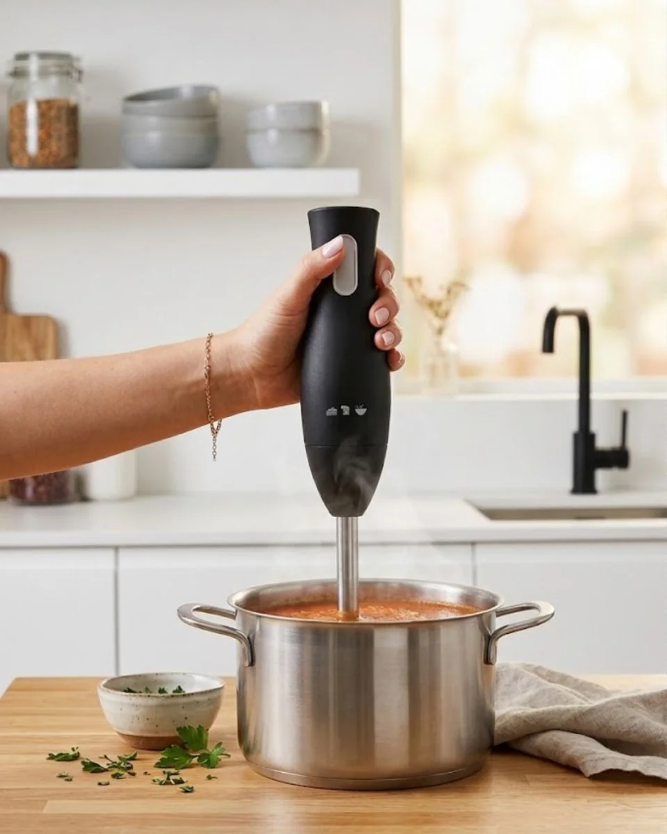 Paslanmaz Çelik Ayağlı Ergonomik El Blenderı - Hızlı Çorba, Sos ve Smoothie Hazırlayıcı