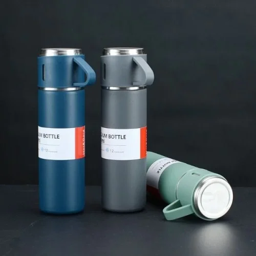 Paslanmaz Çelik Bardaklı Termos Seti 500 ML Paslanmaz Çelik Bardaklı Termos Seti 500 ML