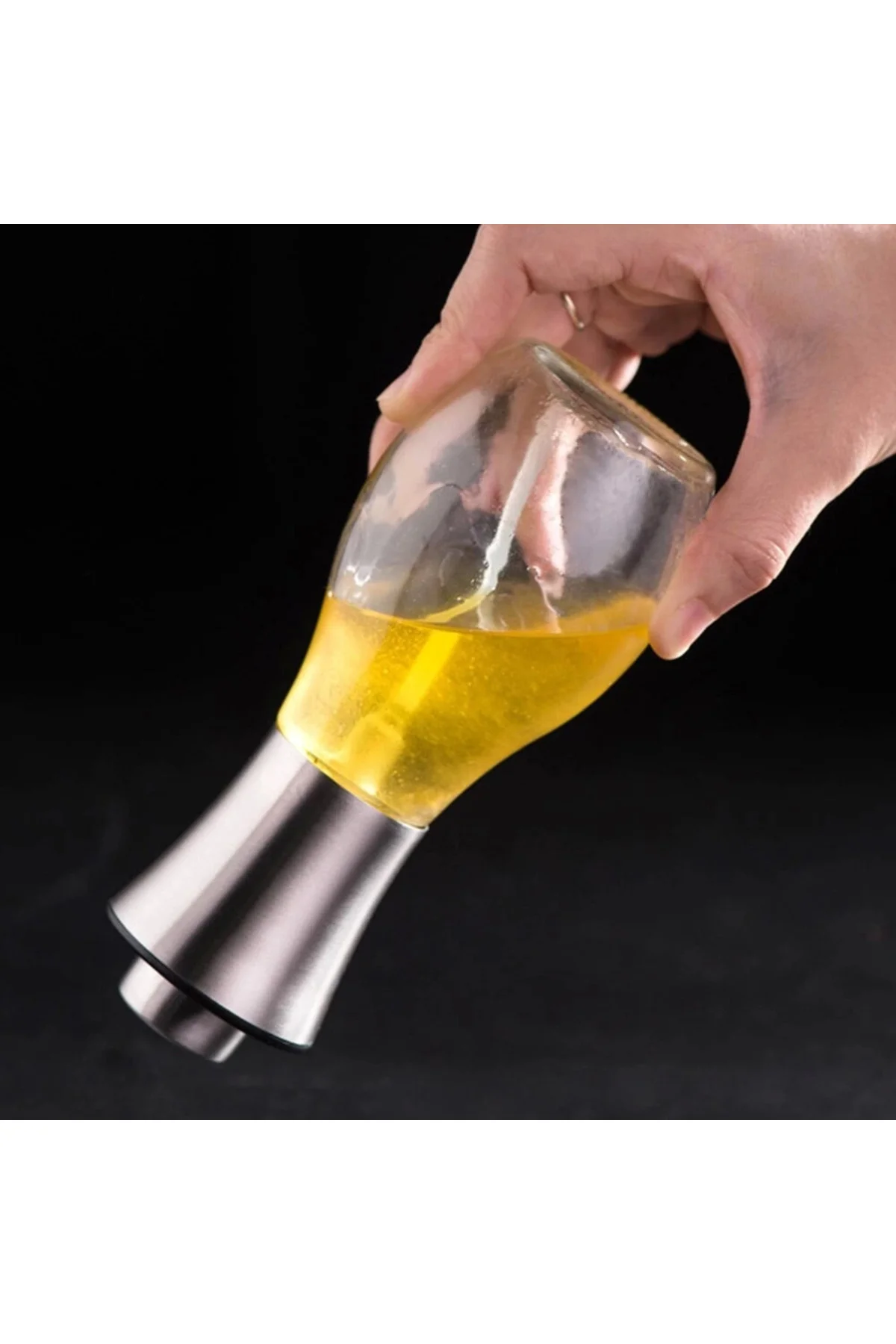 Paslanmaz Çelik Başlıklı Cam Spray Yağdanlık - Lisinya