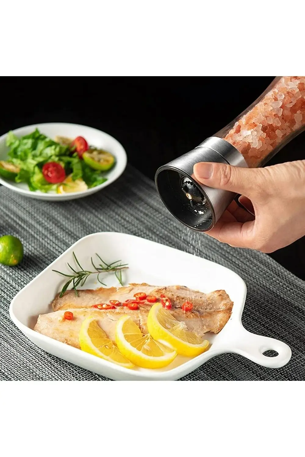 Paslanmaz Çelik Başlıklı Tuz Ve Karabiber Değirmeni,seramik Bıçak